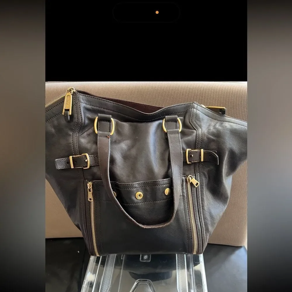 YSL handbag SAINT LAURENT purse DOWNTOWN shoulder bag PATENT LEATHer TOTE